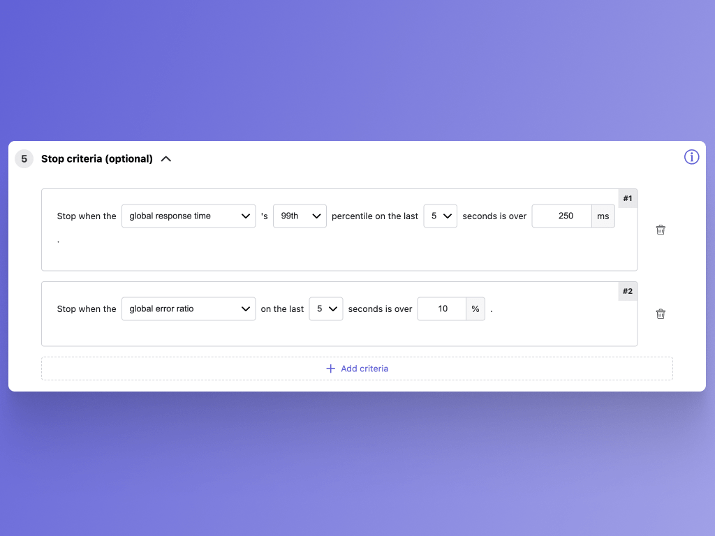 Feature 1 - Run Stop Criteria