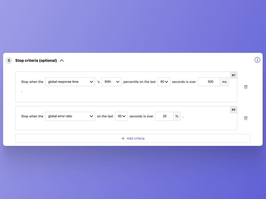 Feature 2 - Run Stop Criteria